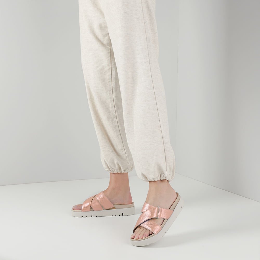 Tamanco Tiras Couro Laranja Perolado Laranja 4