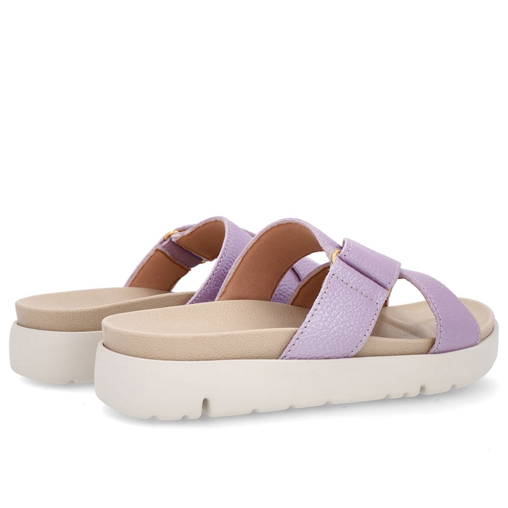 Tamanco Tiras Couro Lilás Perolado Roxo 3