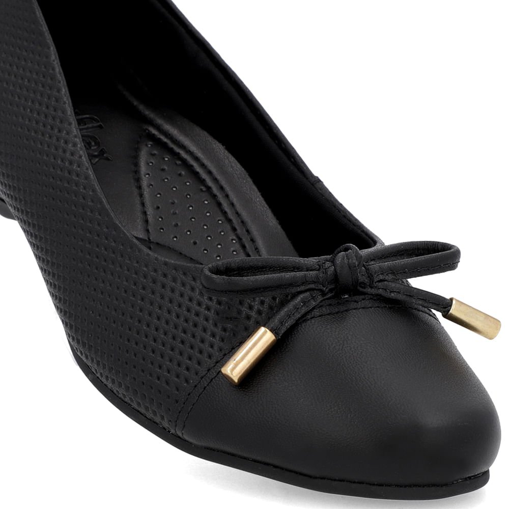 Sapatilha Preta Couro Estampa Preto 4