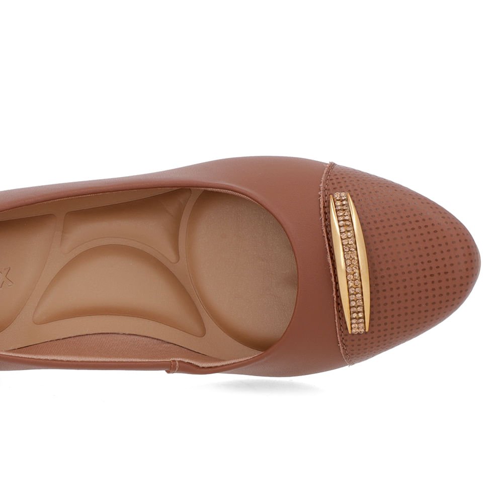 Scarpin Couro Marrom Salto Bloco Brilho Marrom 4