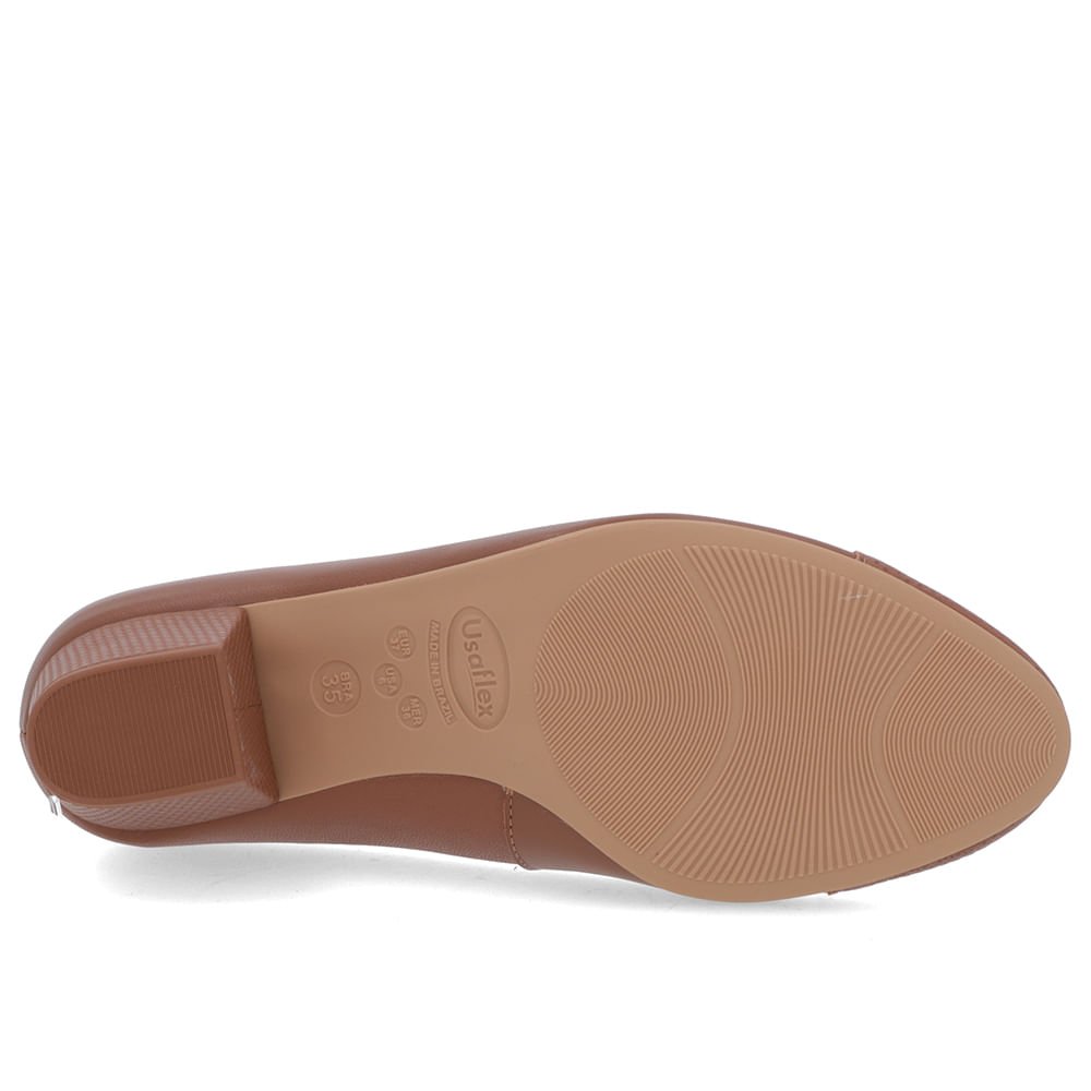 Scarpin Couro Marrom Salto Bloco Brilho Marrom 5