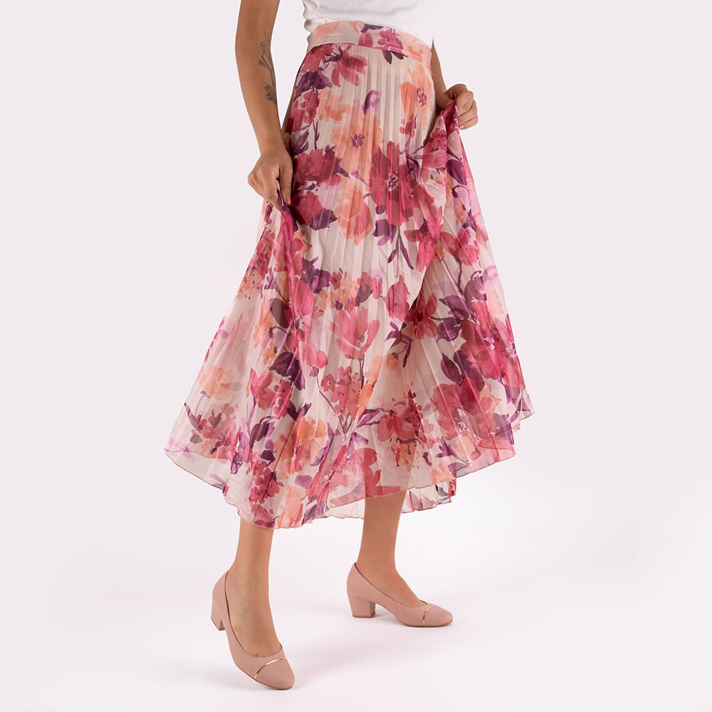 Scarpin Couro Rosa Salto Bloco Bico Textura Rosa 4