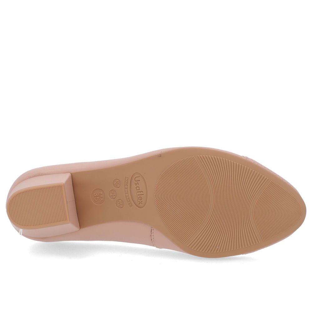 Scarpin Couro Rosa Salto Bloco Bico Textura Rosa 5