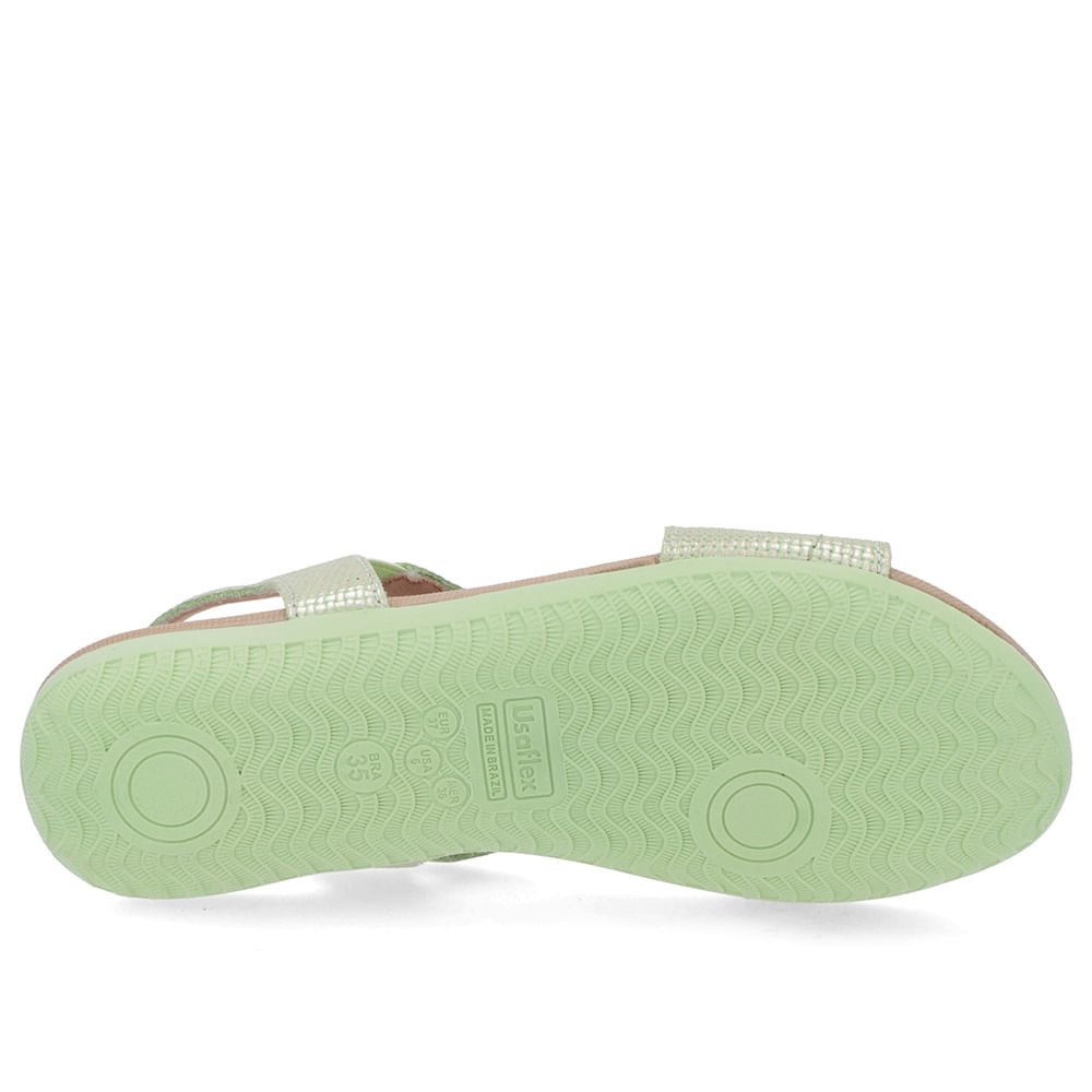 Sandália Rasteira Couro Verde Perolado Elástico Verde 5