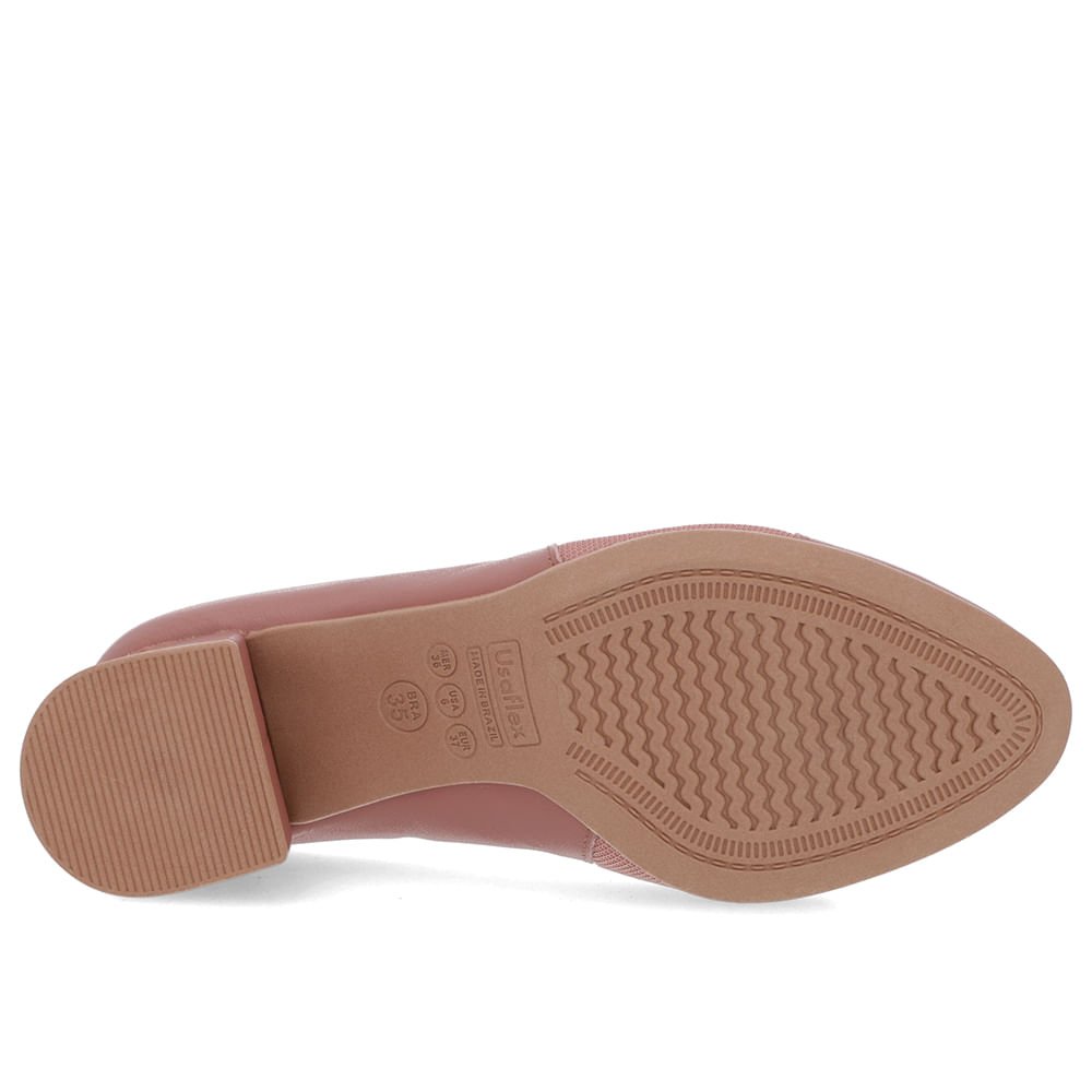 Scarpin Couro Rosa Salto Bloco Médio Marrom 5