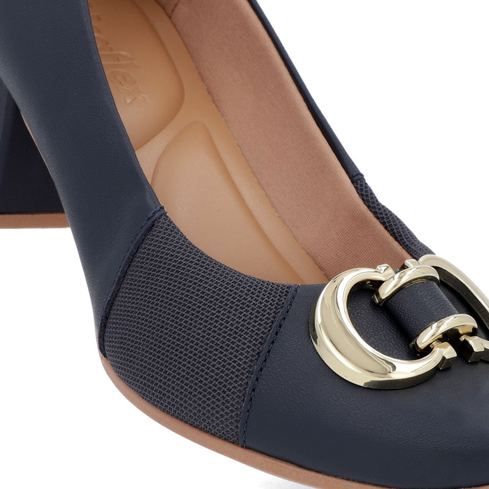 Scarpin Couro Azul Salto Bloco Médio Azul 4