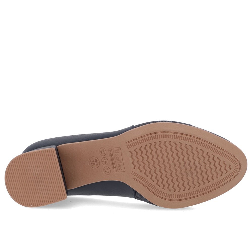 Scarpin Couro Azul Salto Bloco Médio Azul 5