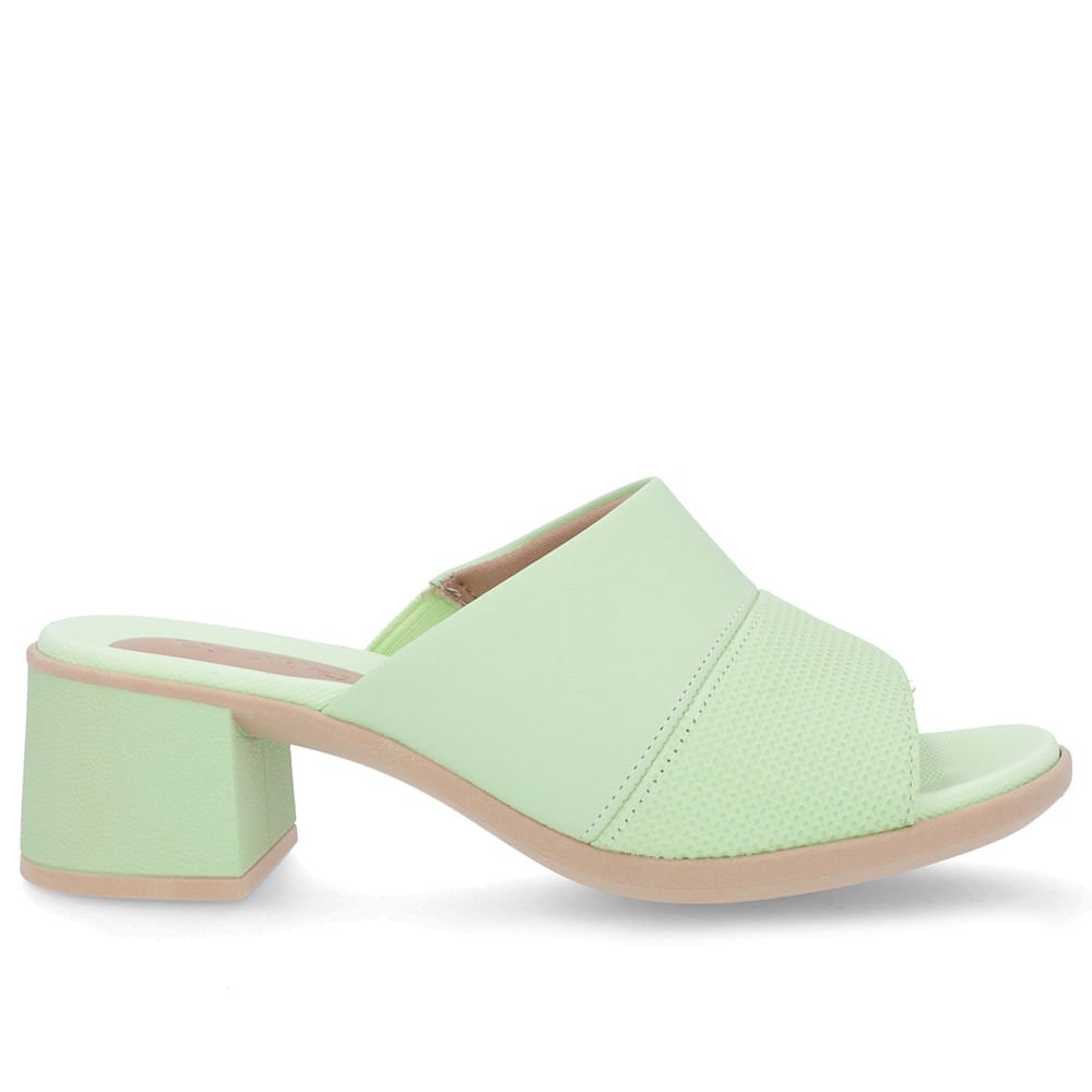 Tamanco Salto Bloco Couro Verde