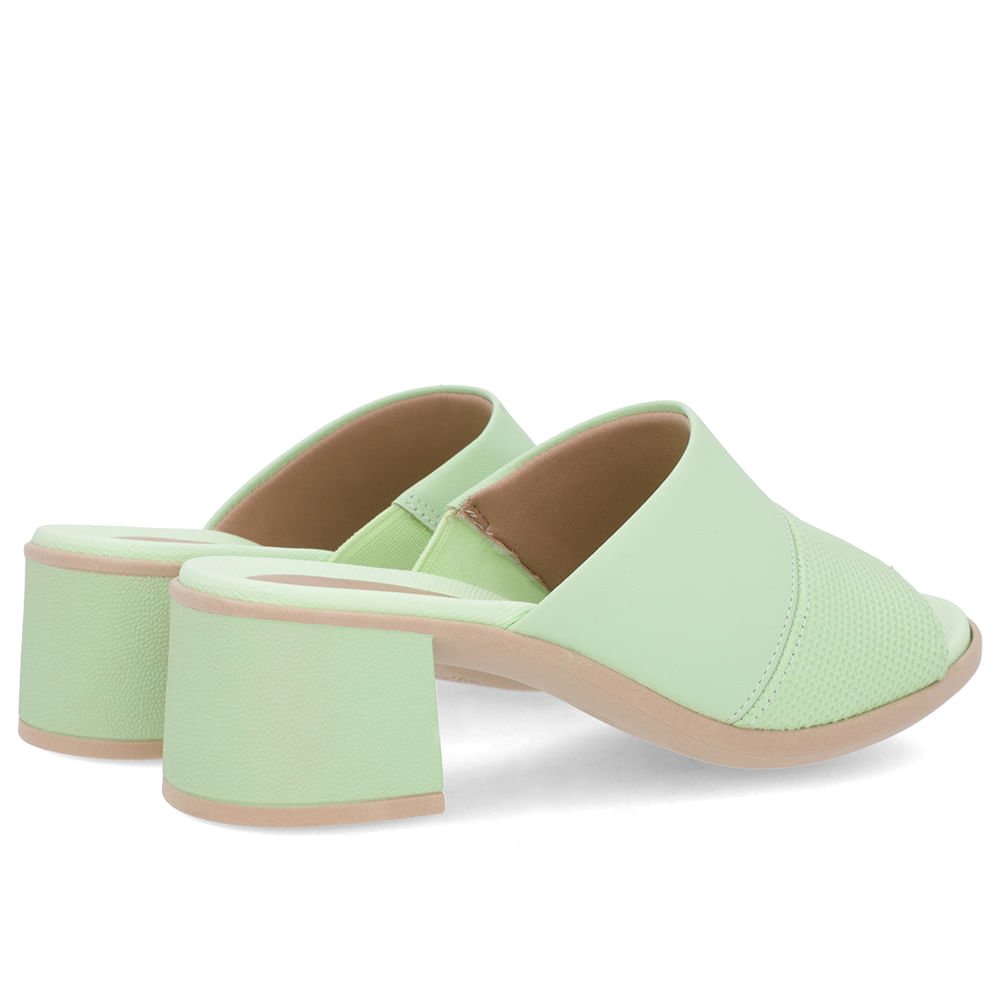Tamanco Salto Bloco Couro Verde Verde 3