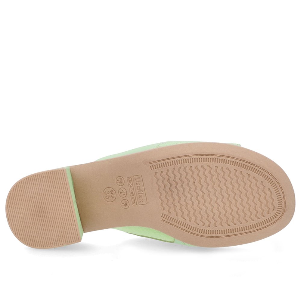 Tamanco Salto Bloco Couro Verde Verde 5