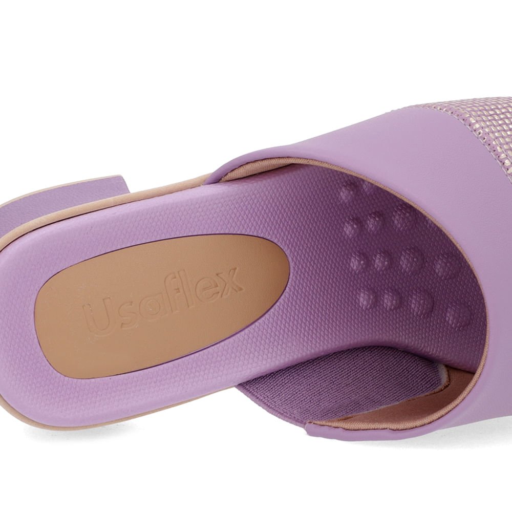 Tamanco Sato Bloco Couro Lilás Roxo 4
