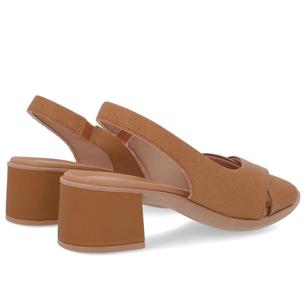 Sandália Salto Bloco Couro Marrom Casual Marrom 3