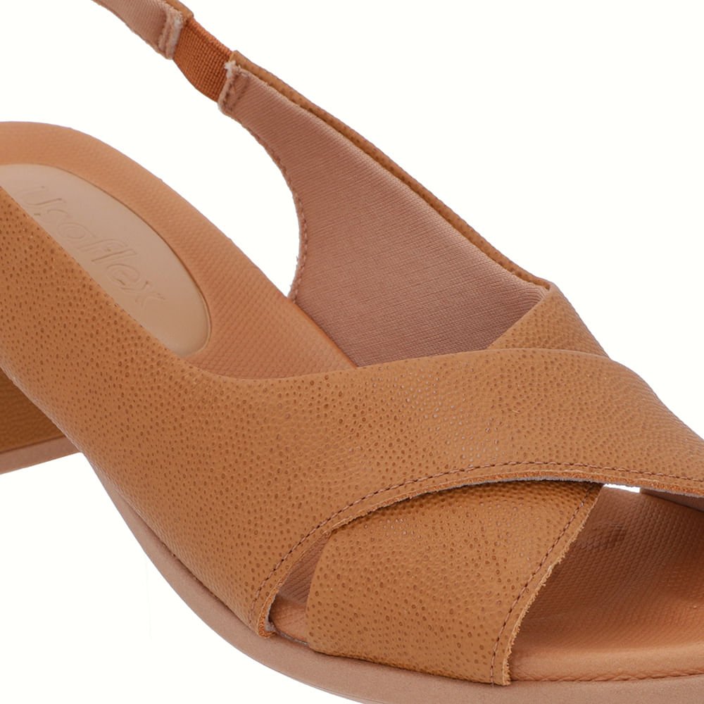 Sandália Salto Bloco Couro Marrom Casual Marrom 4