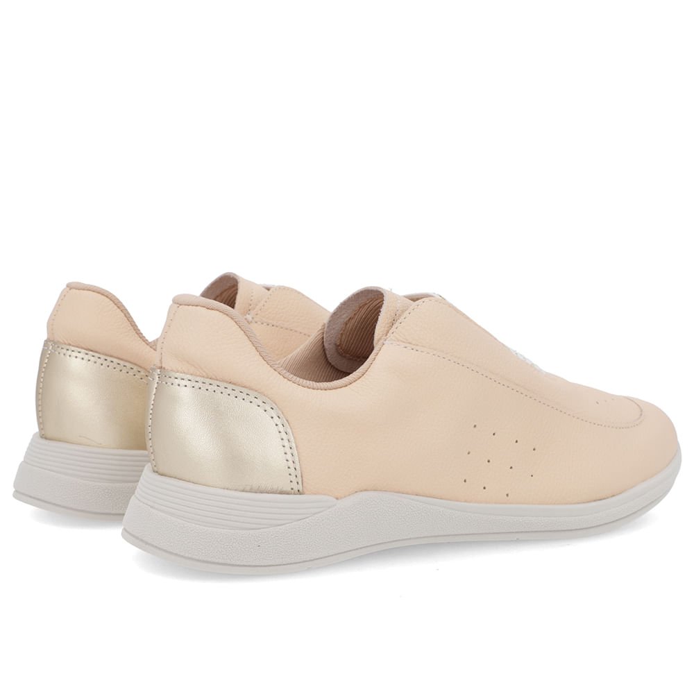 Tênis Básico Laranja Claro Couro Elástico Pêssego 3