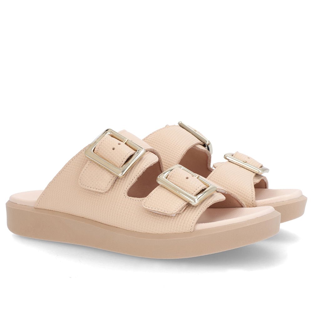 Tamanco Plataforma Couro Laranja Suave Fivela Bege 2