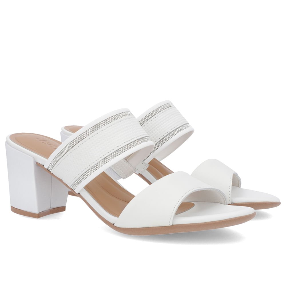 Tamanco Bico Redondo Couro Branco Branco 2