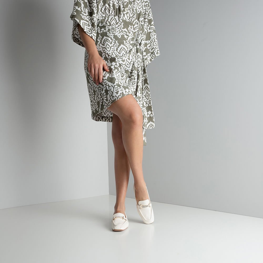 Loafer Off-White Couro Strass Branco 4