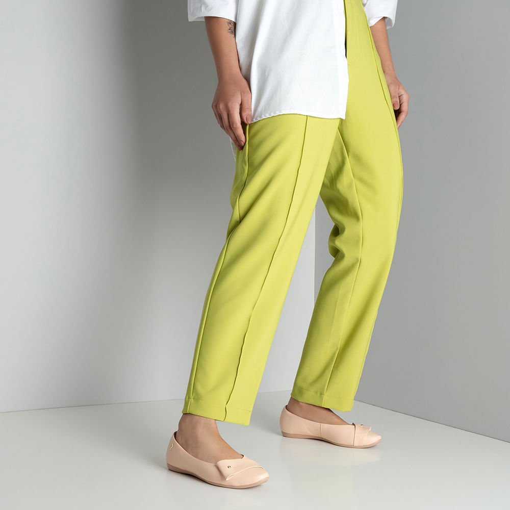 Sapatilha Laranja Clara Couro Tira Enfeite Bege 4