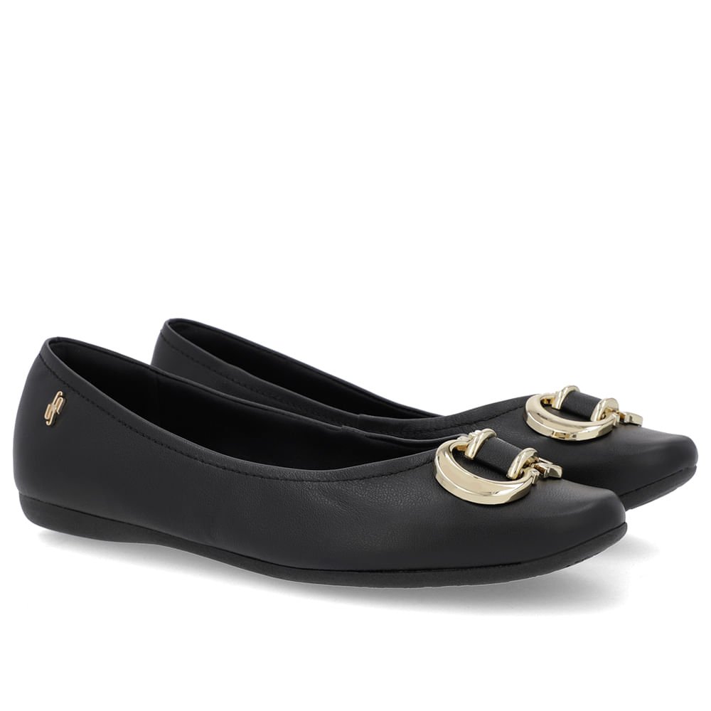 Sapatilha Preta Couro Rasteira Preto 2