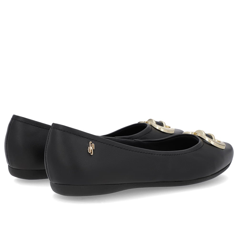 Sapatilha Preta Couro Rasteira Preto 3