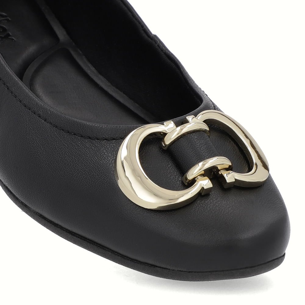 Sapatilha Preta Couro Rasteira Preto 4