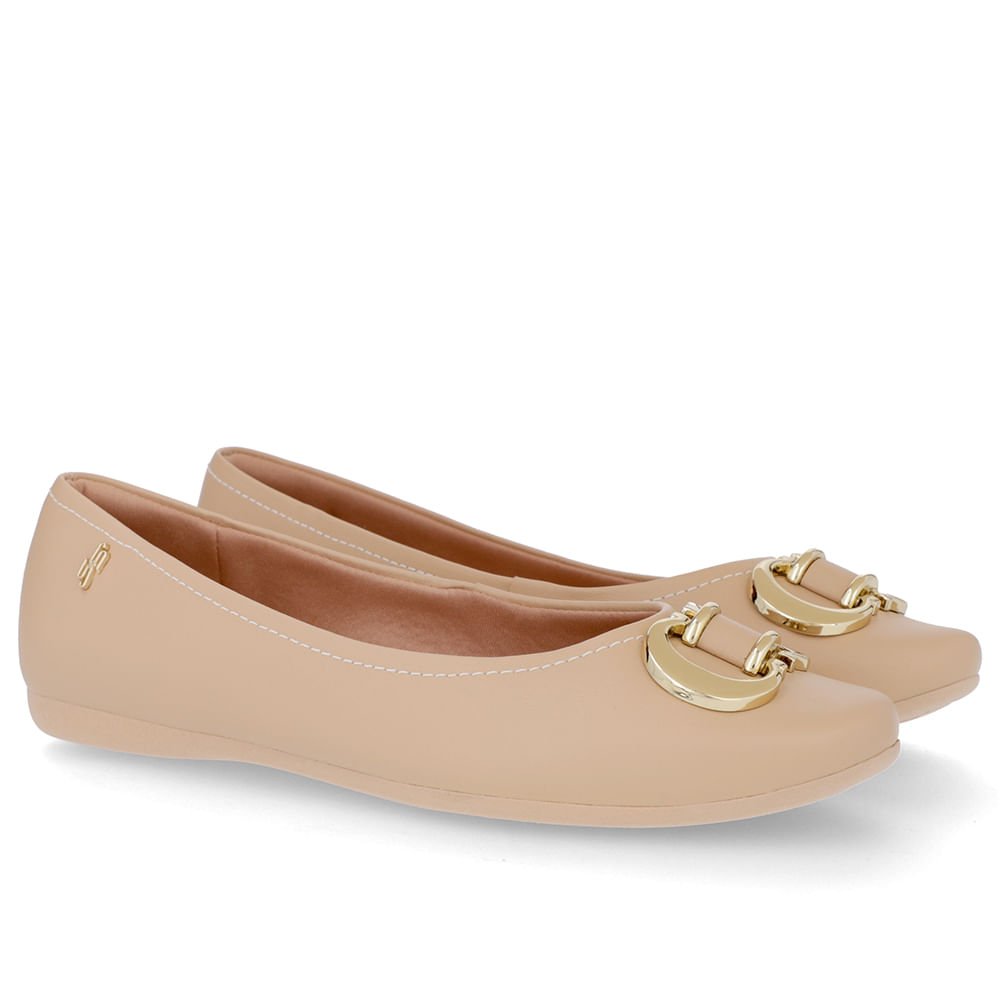 Sapatilha Bege Couro Rasteira Bege 2