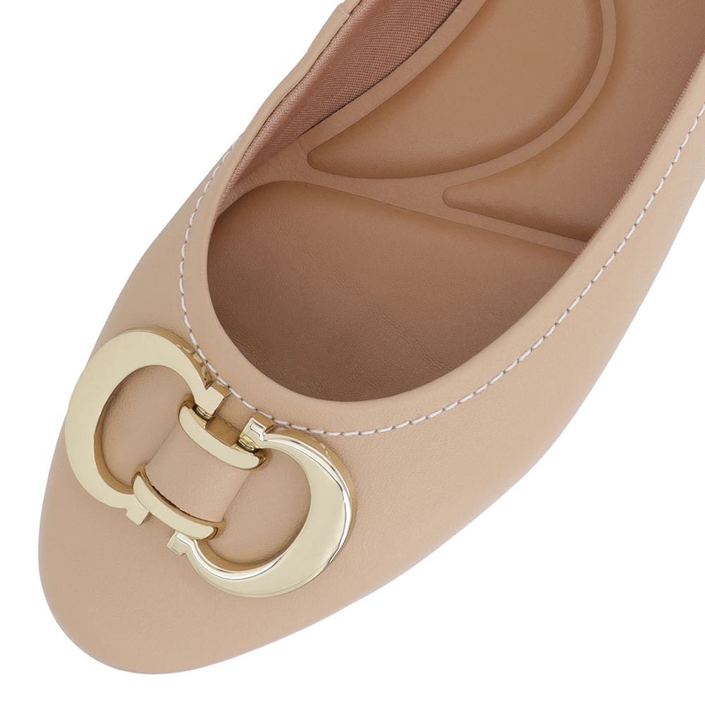 Sapatilha Bege Couro Rasteira Bege 4