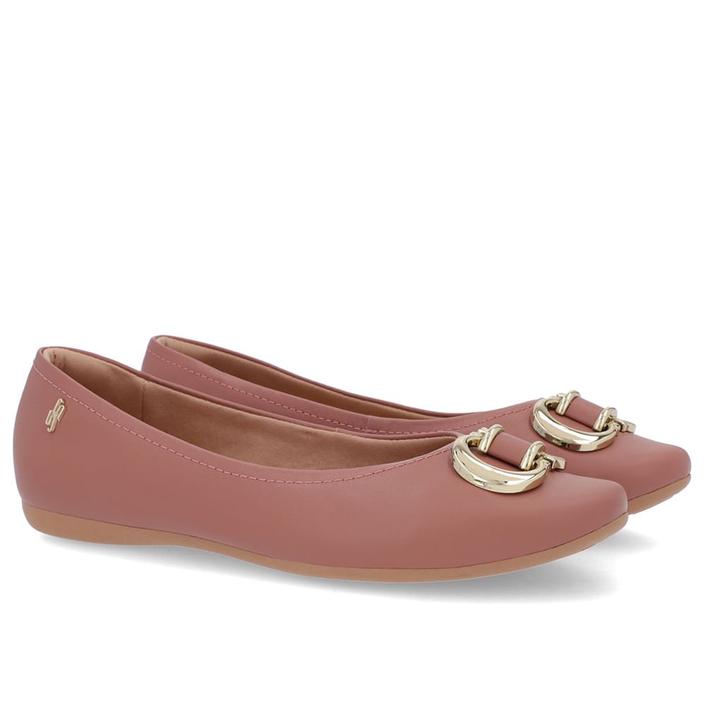 Sapatilha Rosa Couro Rasteira Marrom 2