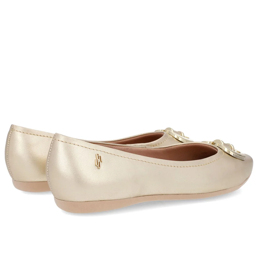 Sapatilha Dourado Couro Rasteira Dourado 3