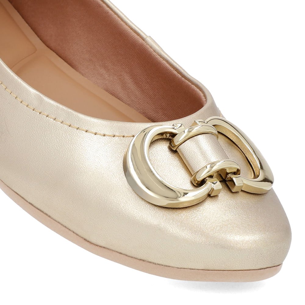 Sapatilha Dourado Couro Rasteira Dourado 4