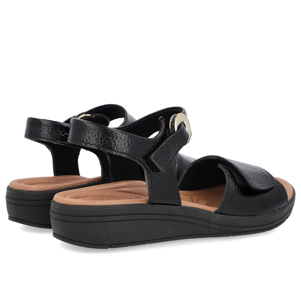 Sandália Salto Anabela Preta Ajuste Fecho-Flex Preto 3