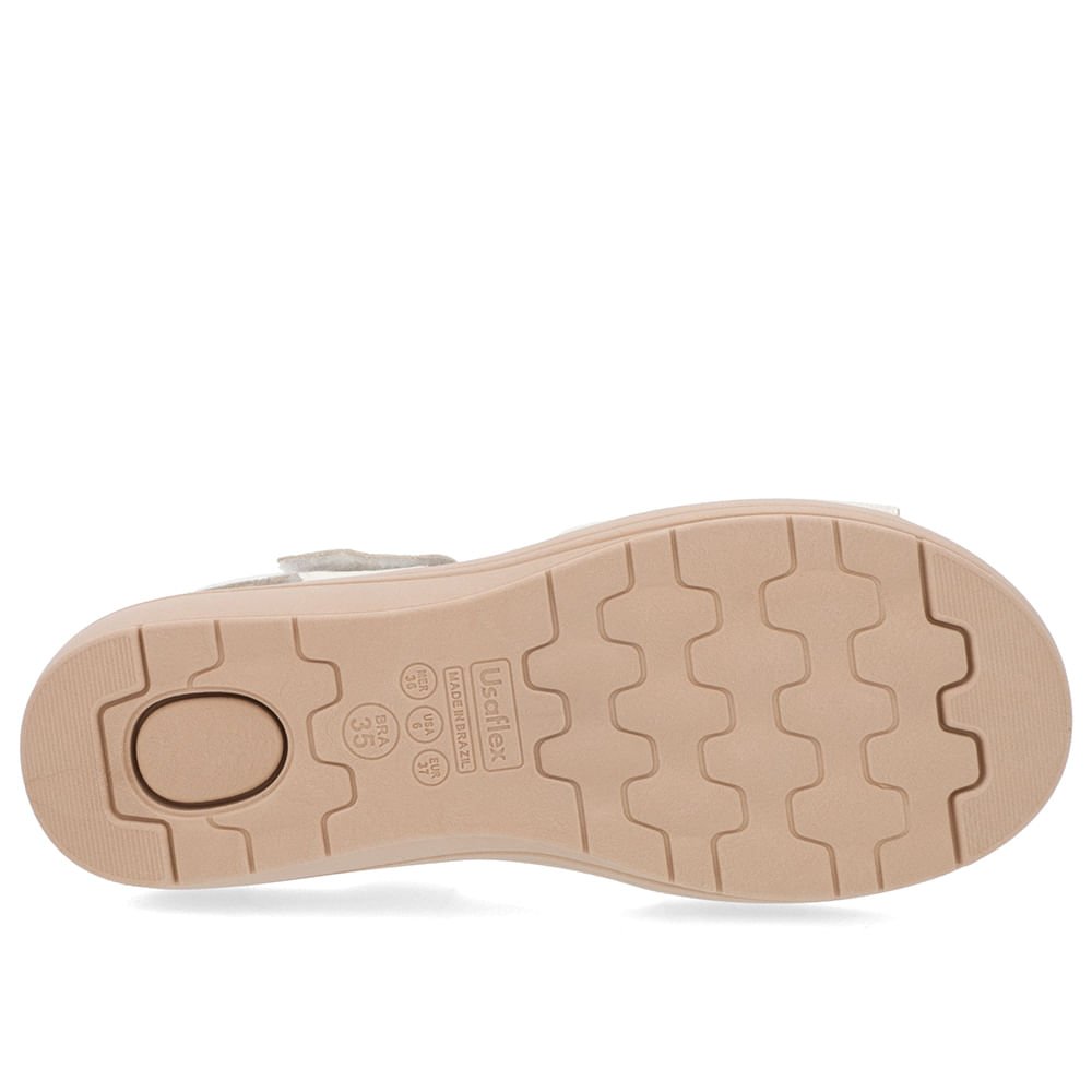 Sandália Salto Anabela Off-White Ajuste Fecho-Flex Branco 5