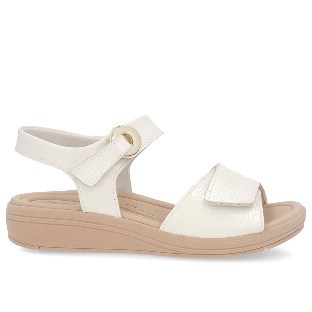 Sandália Salto Anabela Off-White Ajuste Fecho-Flex Branco 1