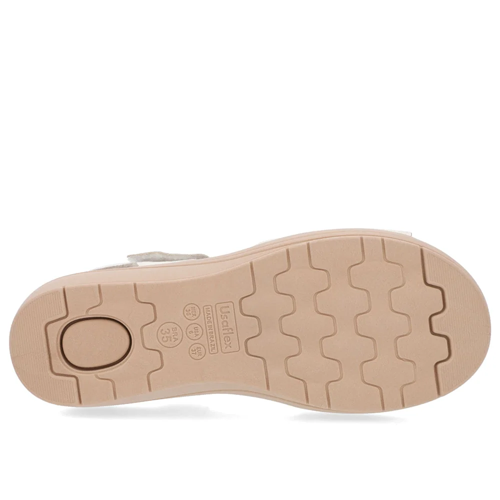 Sandália Salto Anabela Off-White Ajuste Fecho-Flex Branco 5