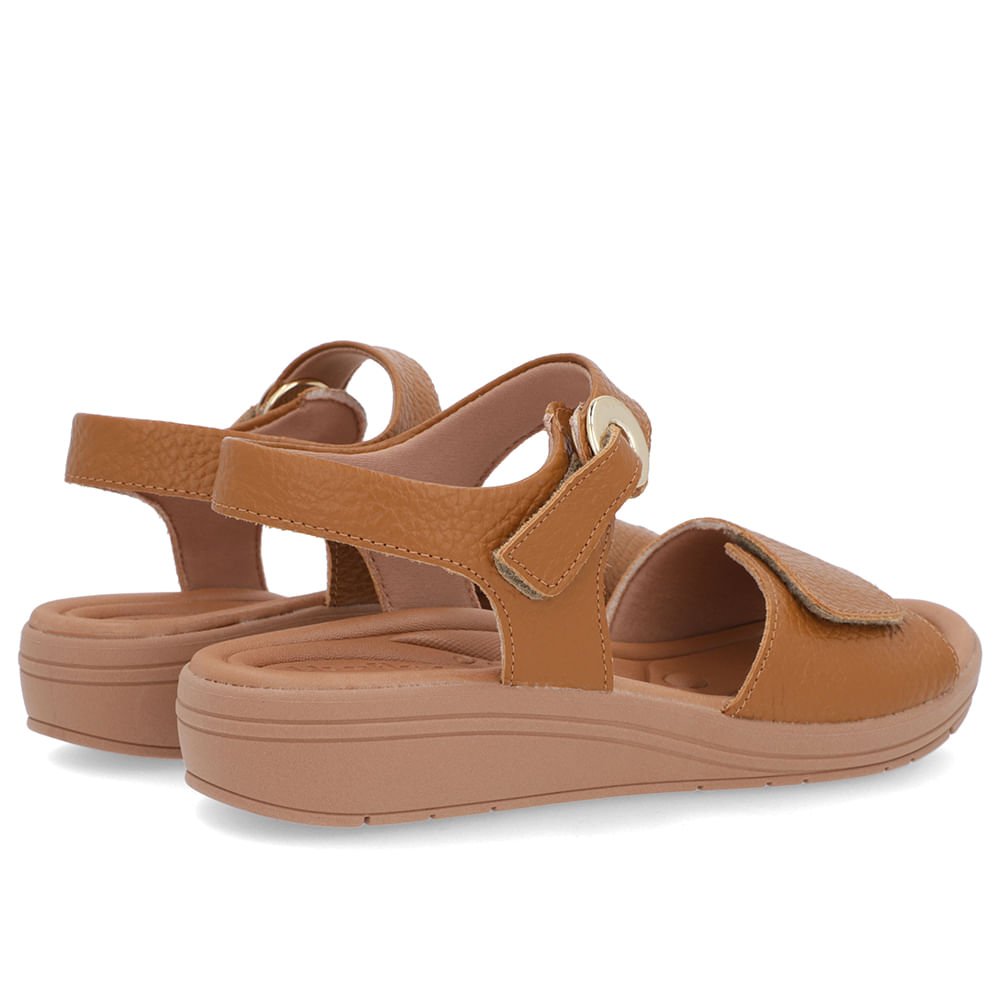 Sandália Salto Anabela Marrom Ajuste Fecho-Flex Marrom 3