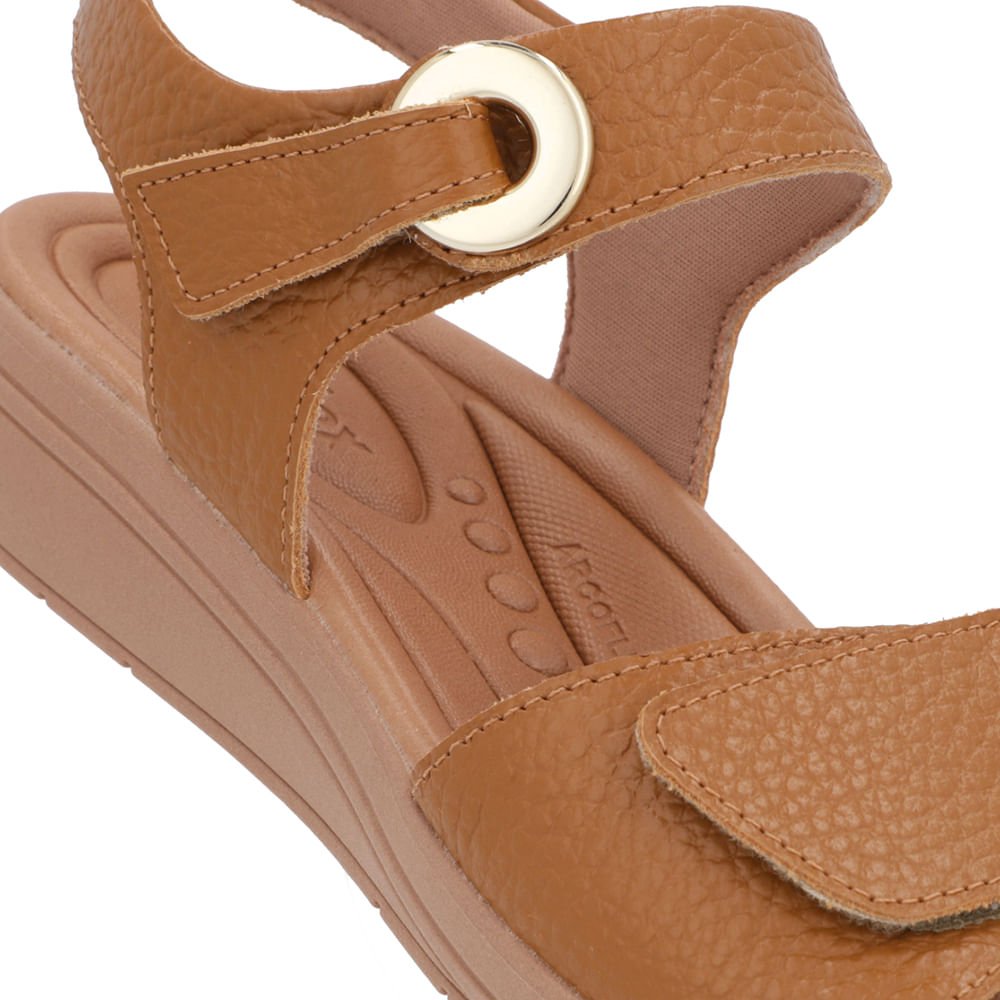 Sandália Salto Anabela Marrom Ajuste Fecho-Flex Marrom 4