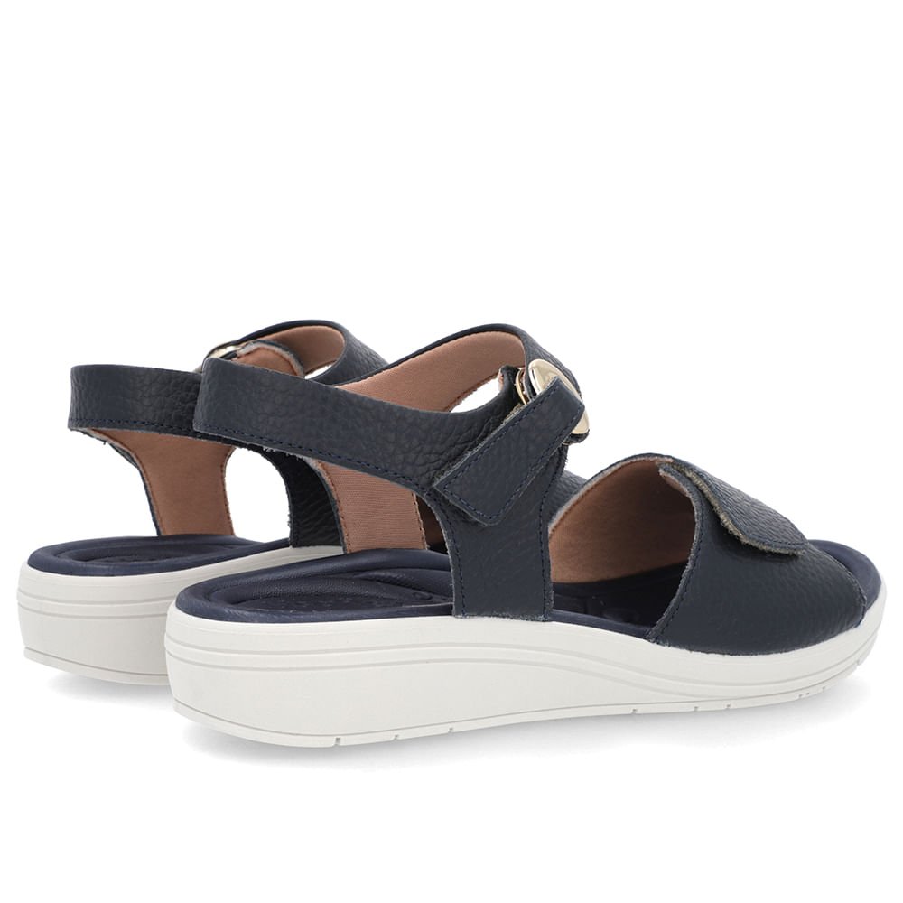 Sandália Salto Anabela Azul Ajuste Fecho-Flex Azul 3