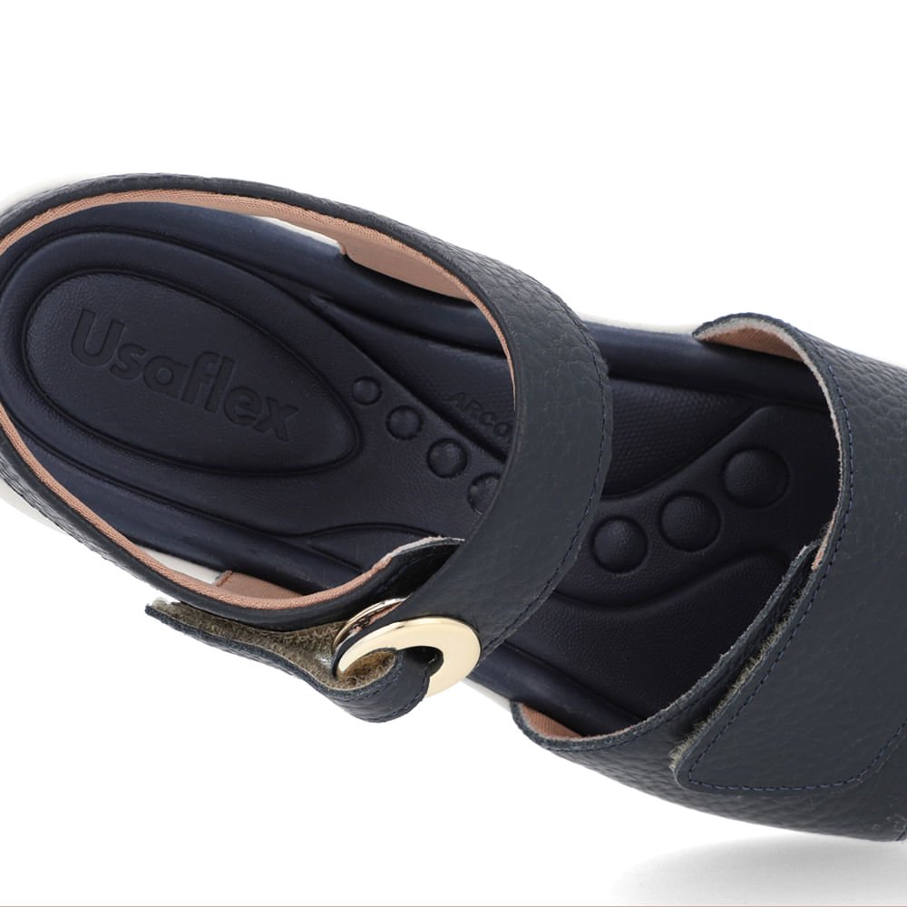 Sandália Salto Anabela Azul Ajuste Fecho-Flex Azul 4