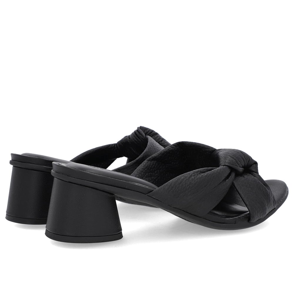 Tamanco Salto Geométrico Couro Preto Enfeite Nó Preto 3