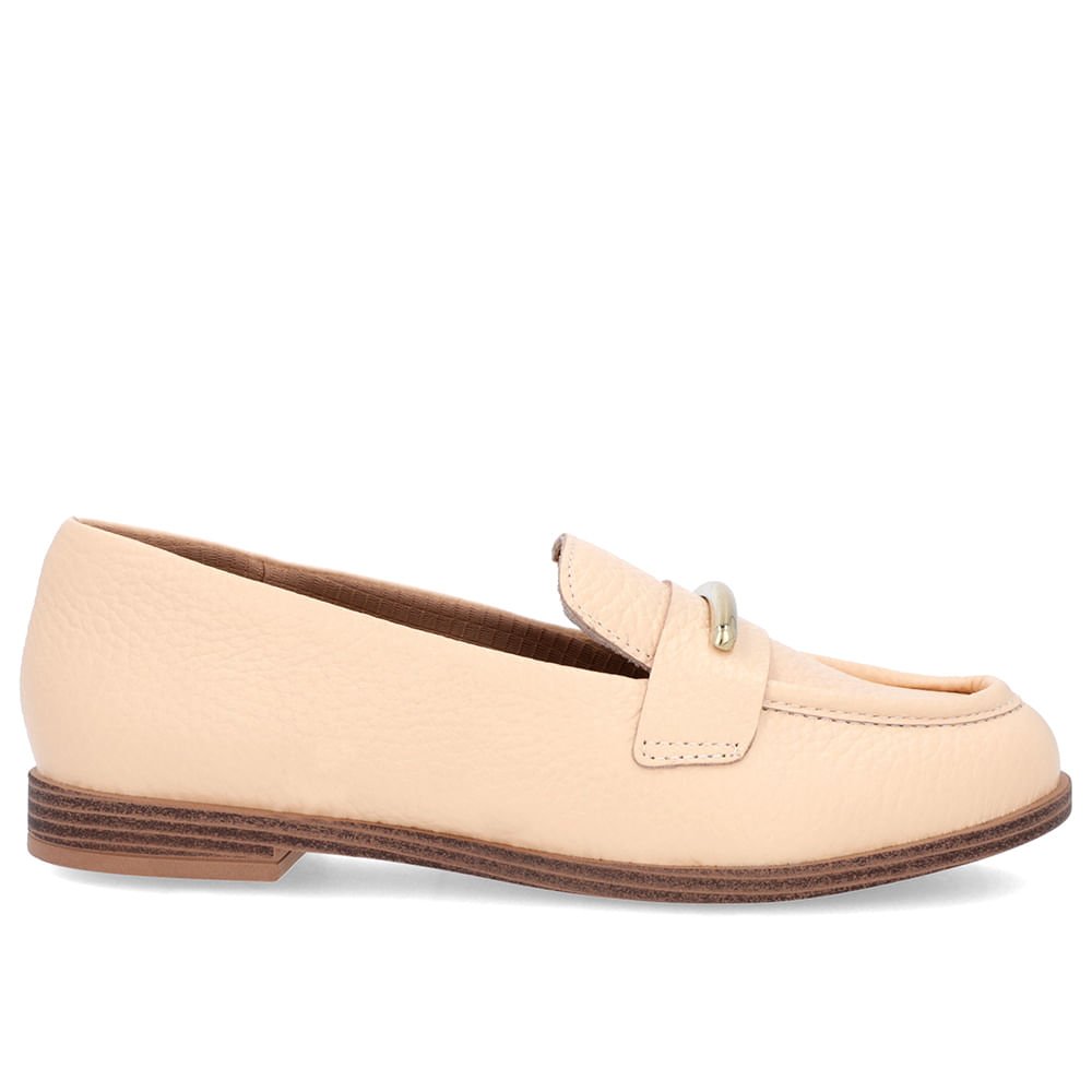 Mocassim Laranja Claro Couro Salto Bloco