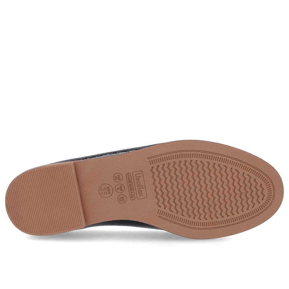 Mocassim Preto Couro Verniz Bico Redondo Preto 5