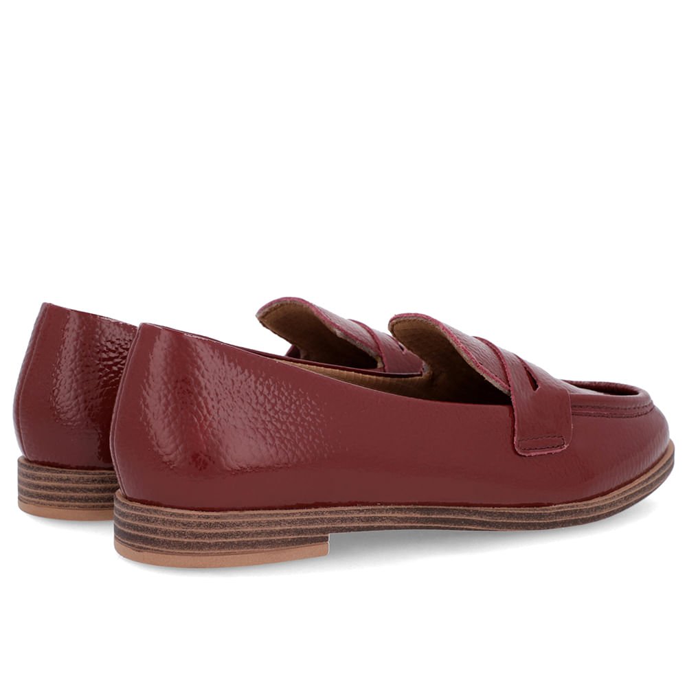 Mocassim Vermelho Couro Bico Redondo Vermelho 3