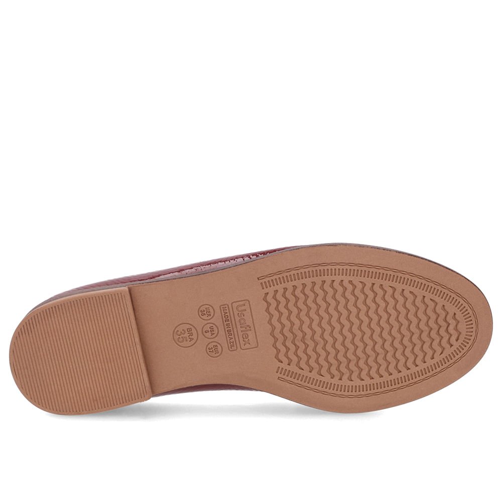 Mocassim Vermelho Couro Bico Redondo Vermelho 5