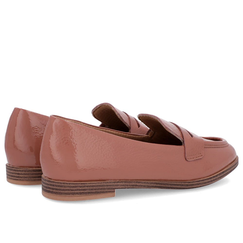 Mocassim Rosa Vintage Couro Bico Redondo Marrom 3