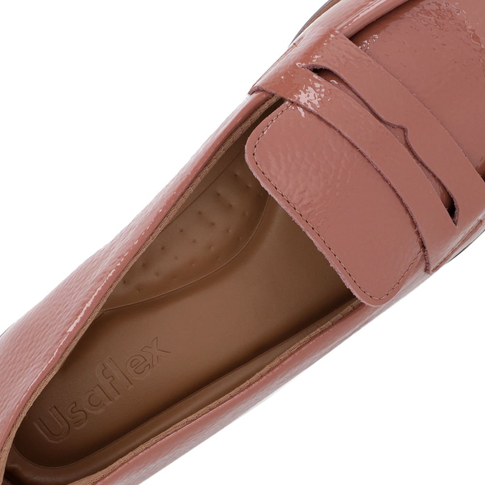 Mocassim Rosa Vintage Couro Bico Redondo Marrom 4