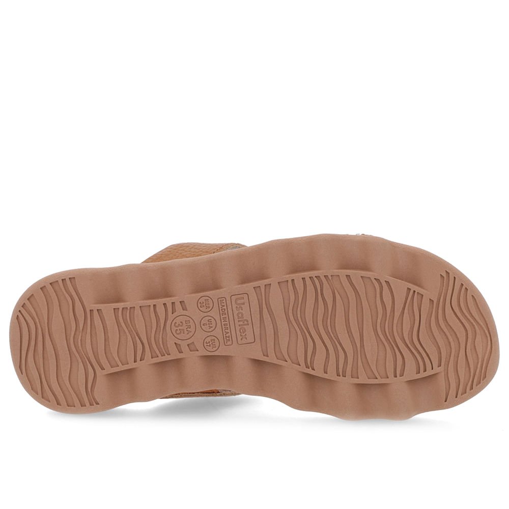 Tamanco Marrom Rasteiro Couro Detalhe Brilho Marrom 5