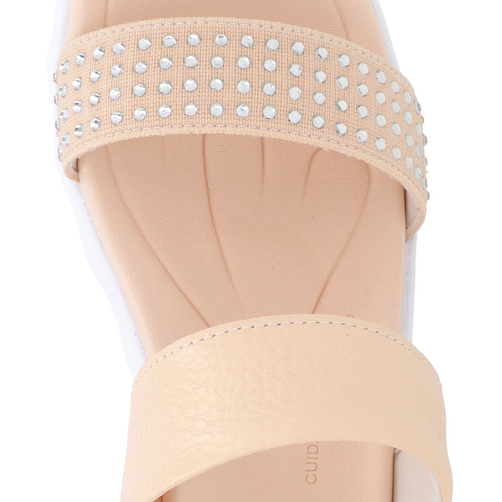 Tamanco Rosa Claro Rasteiro Couro Detalhe Brilho Rosa 4