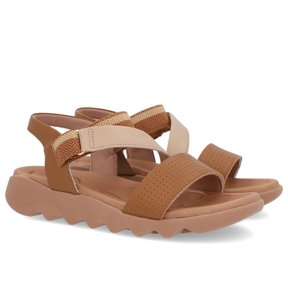 Sandália Marrom Baixa Couro Elástico Marrom 2