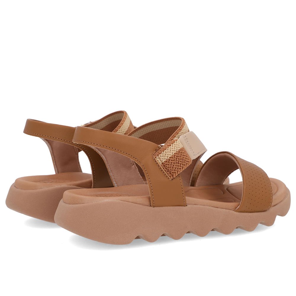 Sandália Marrom Baixa Couro Elástico Marrom 3