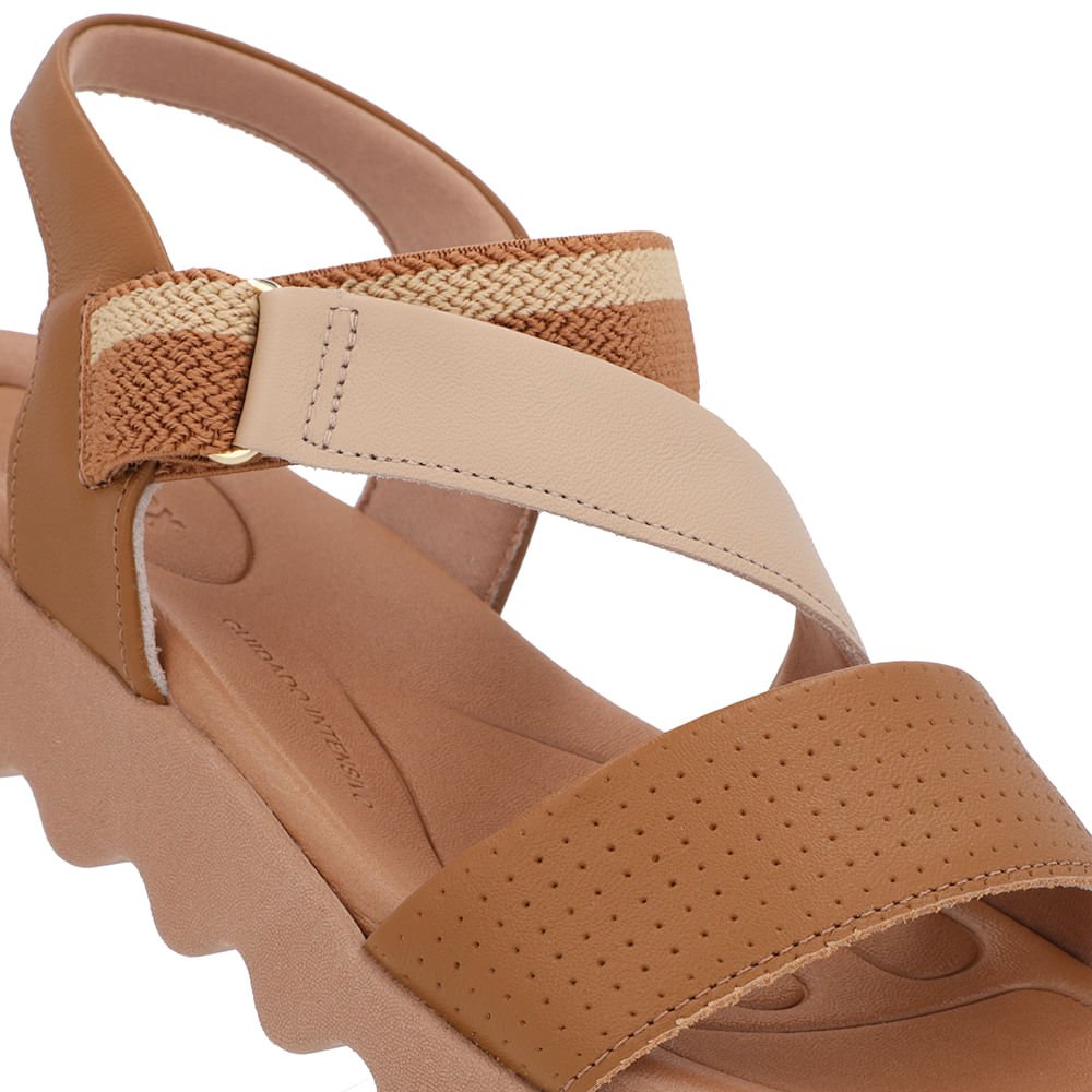 Sandália Marrom Baixa Couro Elástico Marrom 4